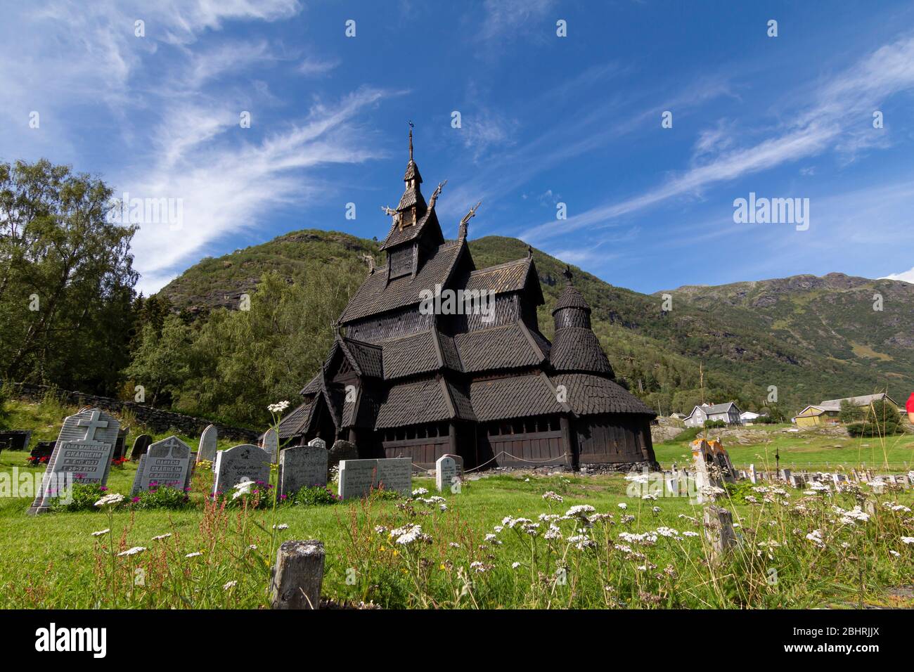 Old Borgund Stave Church in Laerdal, Norway, built around 1200 Stock Photo