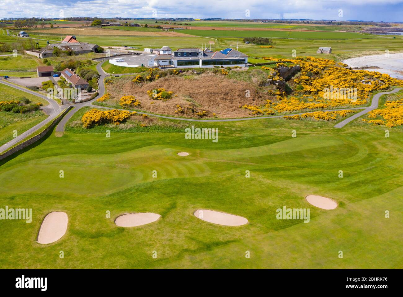 Aerial view of clubhouse at Balcomie Links golf course at Crail Golfing  Society golf course, Fife, Scotland,UK Stock Photo - Alamy