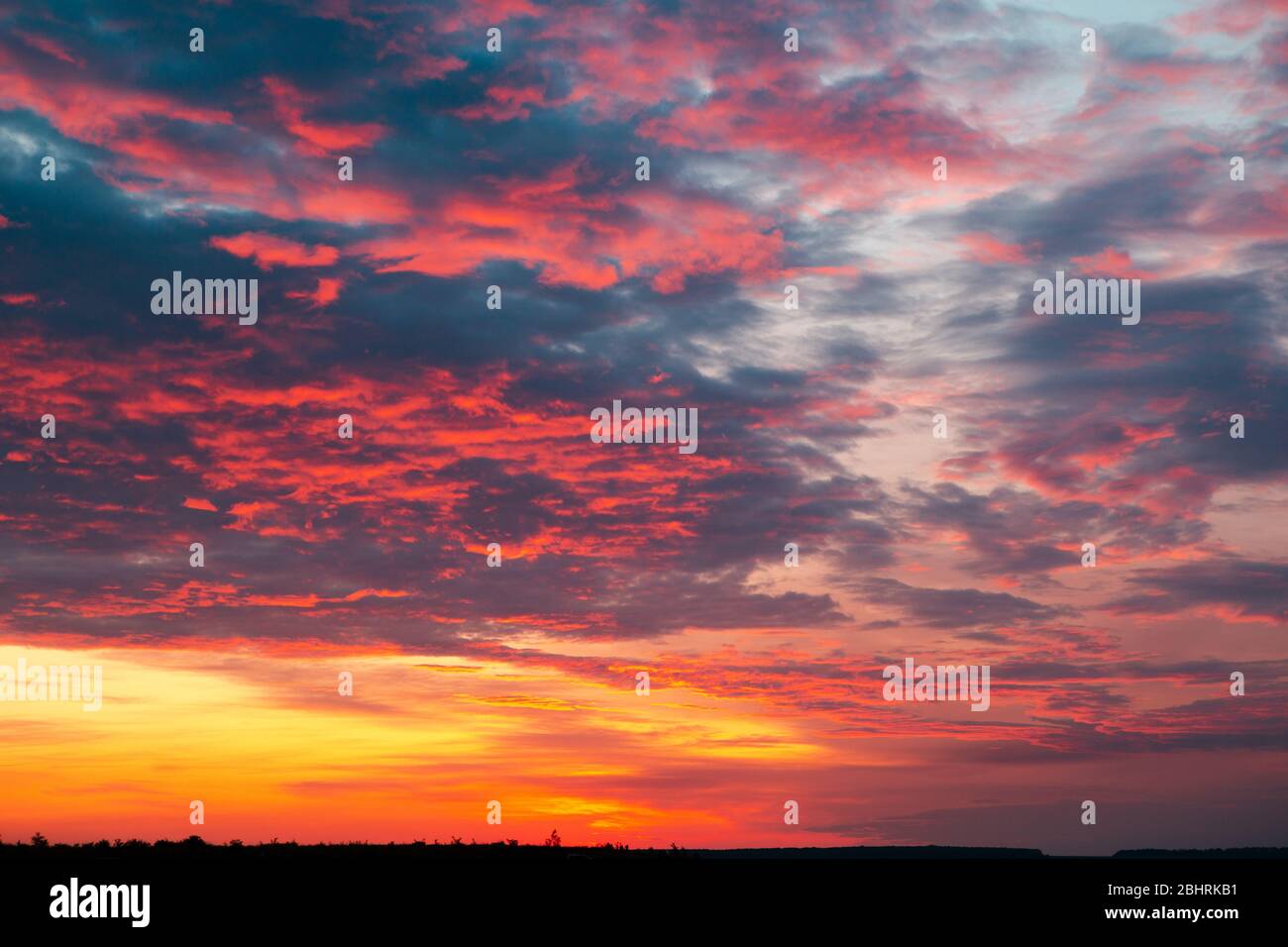Twilight sky. Beautiful sunlight and purple clouds Stock Photo