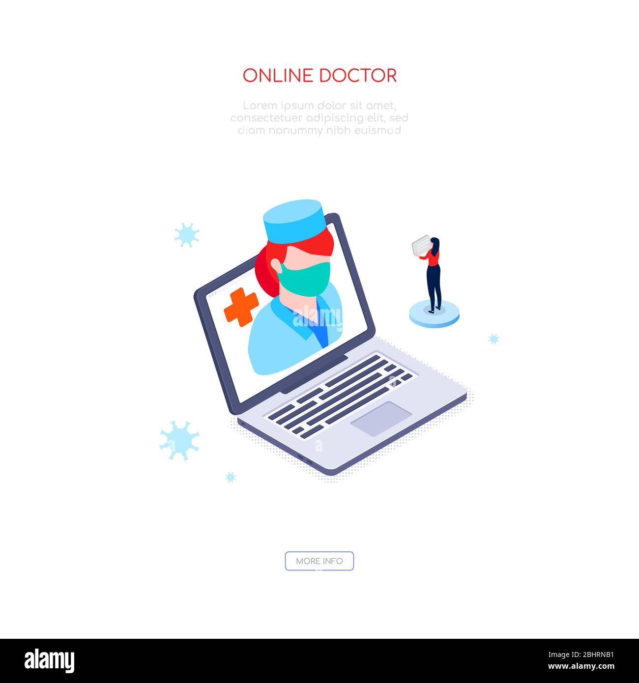 Online doctor - modern colorful isometric web banner Stock Vector