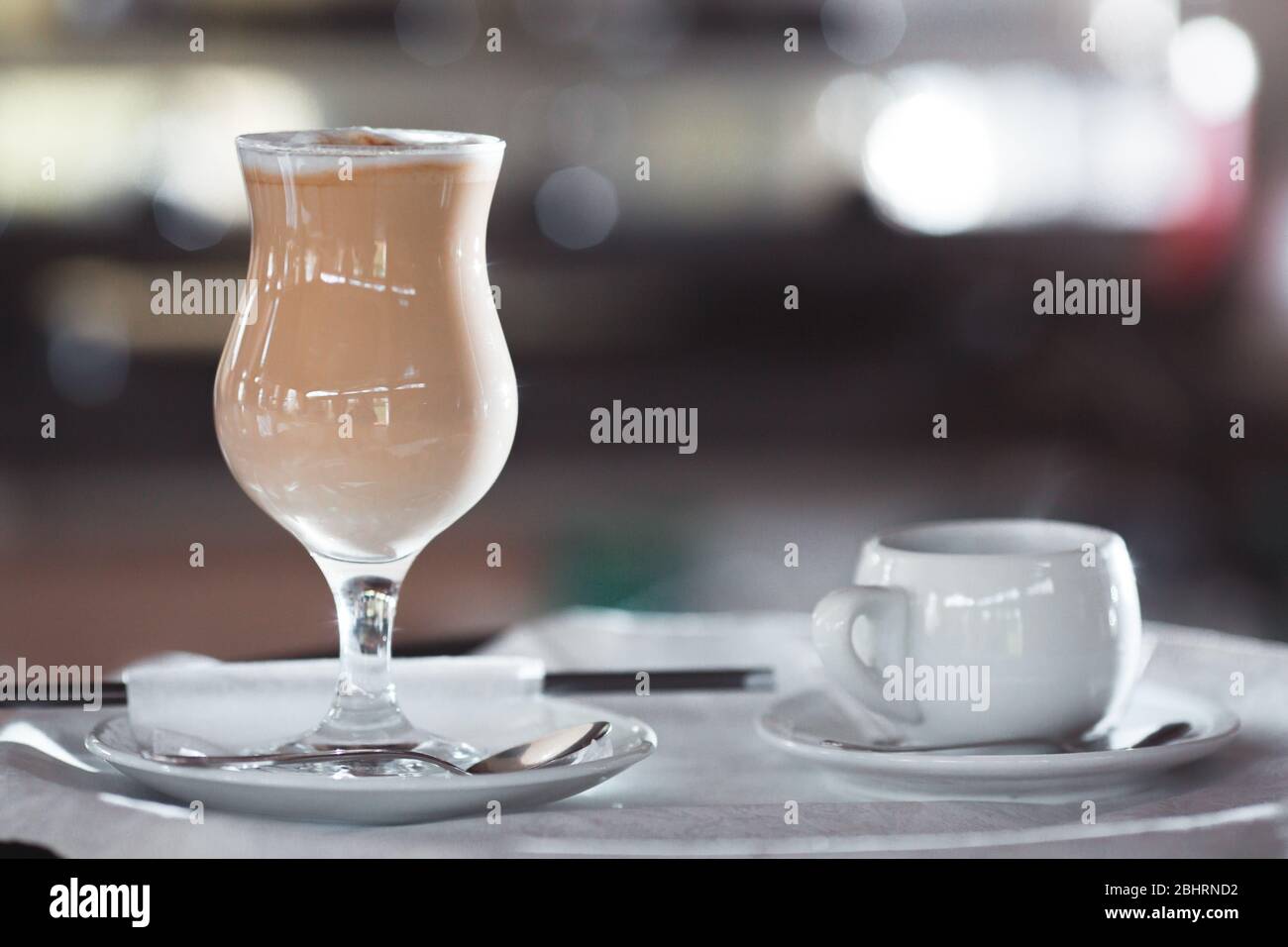 aromatic latte coffee prepared in a restaurant Stock Photo
