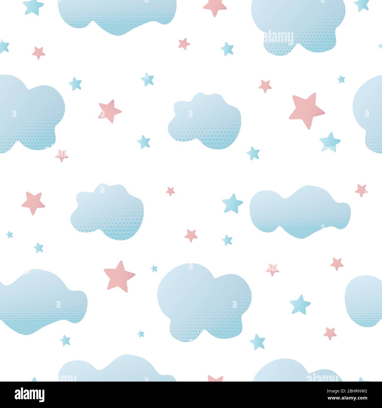 Cute seamless white pattern with cartoon clouds. Vector illustration ...