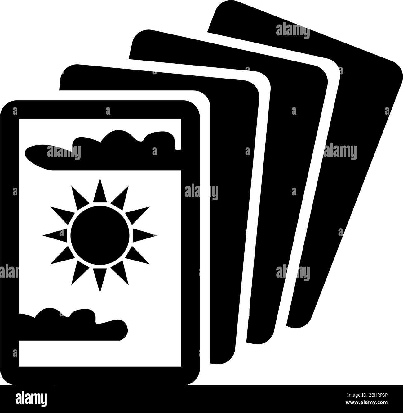 Magical Tarot Cards, Mystery Cartomancy. Flat Vector Icon illustration. Simple black symbol on white background. Magical Tarot Cards, Mystery Read sig Stock Vector