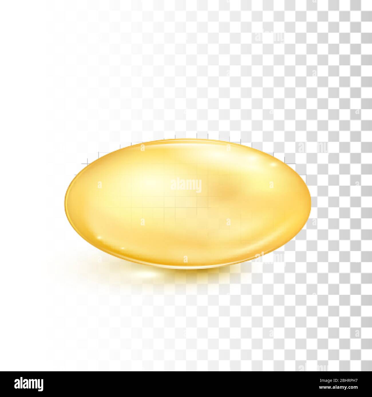 Fish oil pill. Transparent capsules with nutrition supplement omega 3. Vector illustration isolated on transparent background Stock Vector