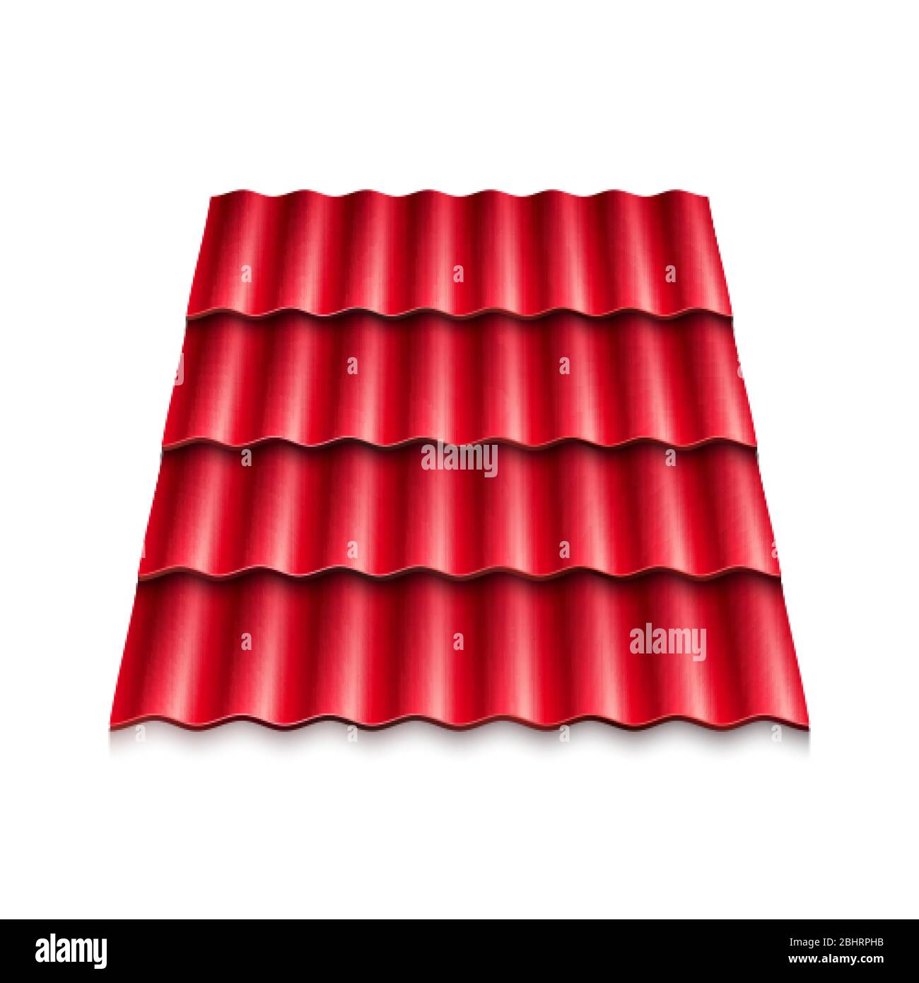 Red corrugated roof tile. Modern roof coverings. Vector illustration isolated on white background Stock Vector
