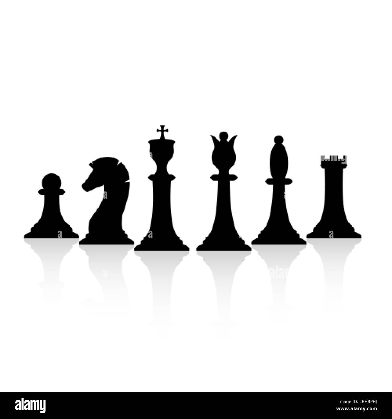 Chess Pieces Silhouette Set Stock Illustration - Illustration of