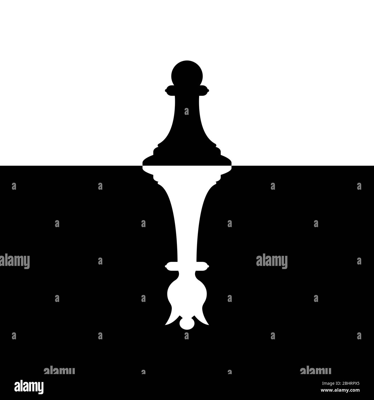 Pawns silhouette with queen ambition. Chess competition. Success business strategy. Vector illustration Stock Vector