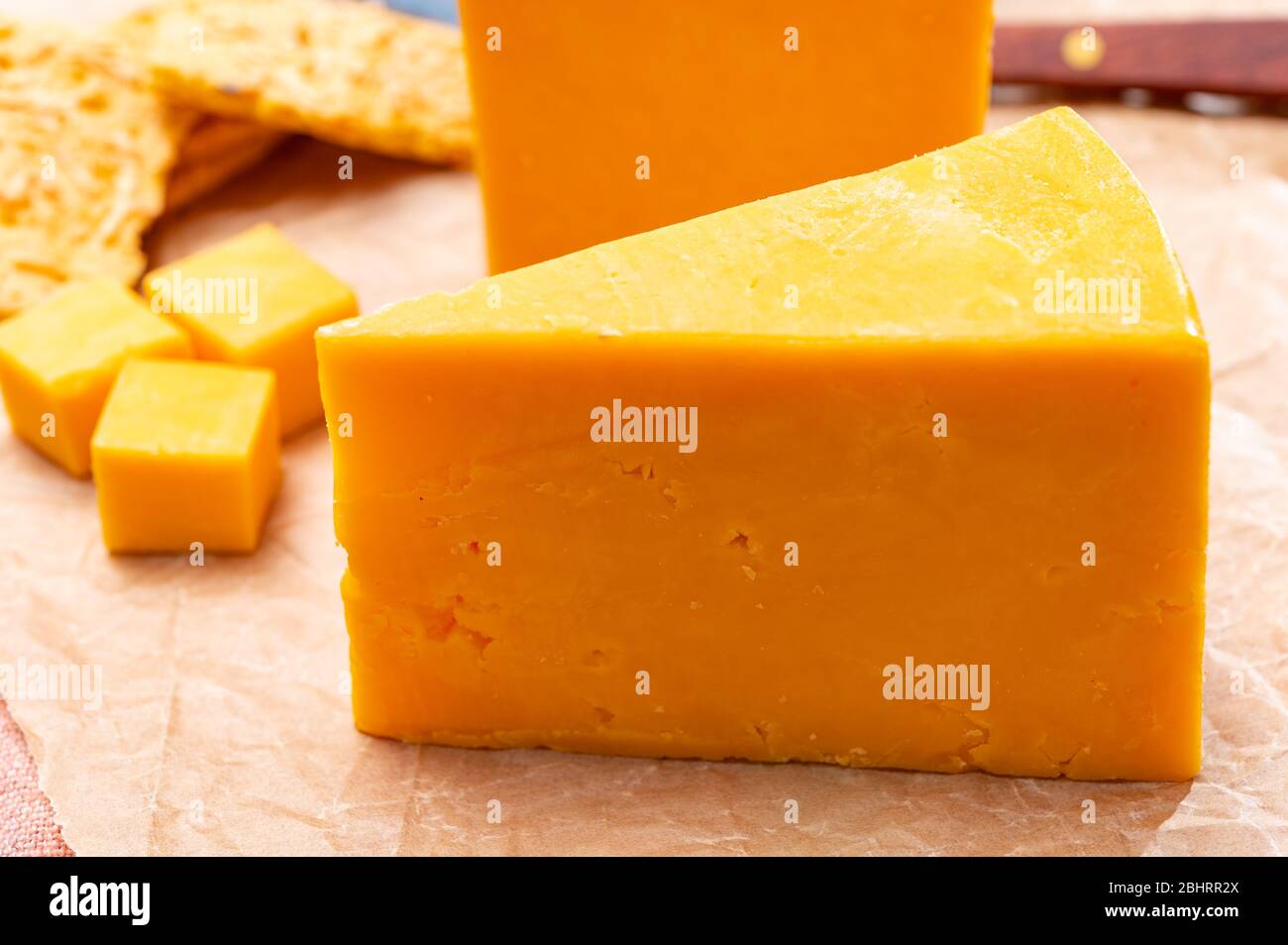 British matured yellow cheddar cheese close up Stock Photo Alamy