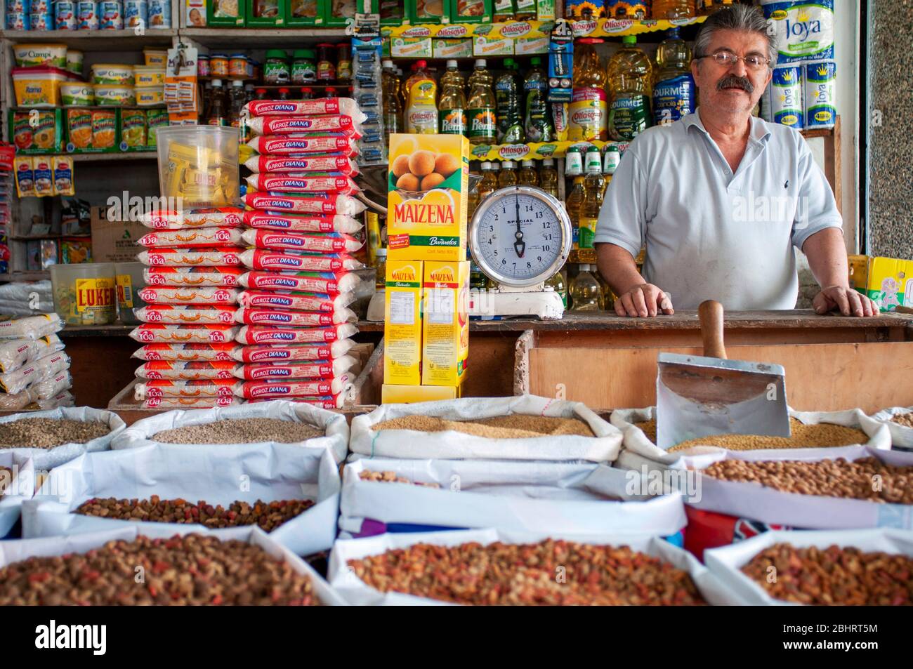 Stall grocery shoop in the Fruit market Galeria Alameda in Cali, Departamento Valle del Cauca, Colombia, Latin America, South America Stock Photo