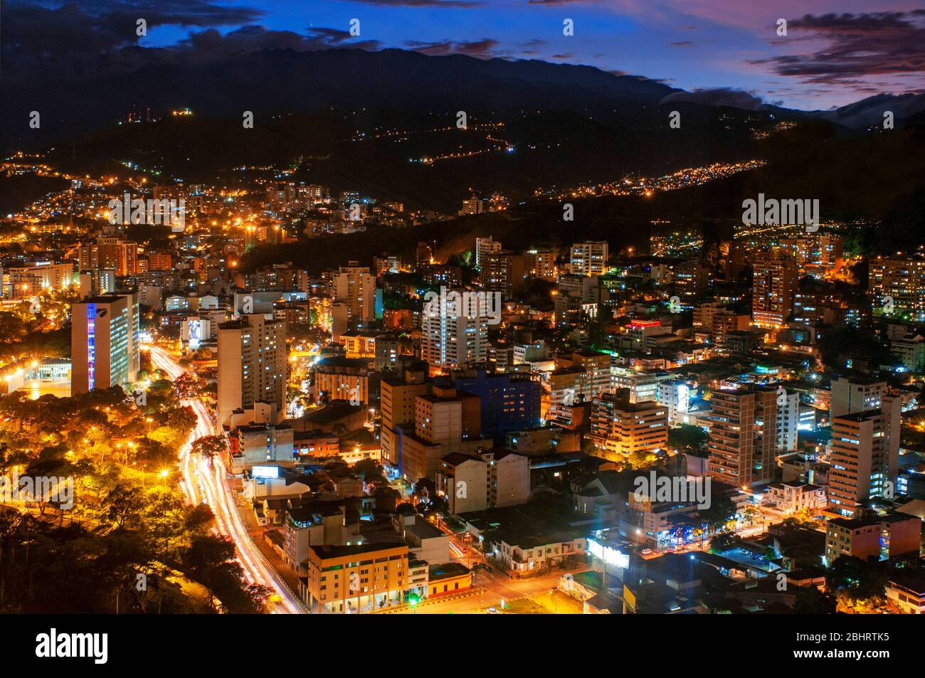 View from Cali Tower.  CAM Centro Administrativo Municipal. Cali town hall. Cali city in the Cauca Valley, Colombia, South America. Stock Photo