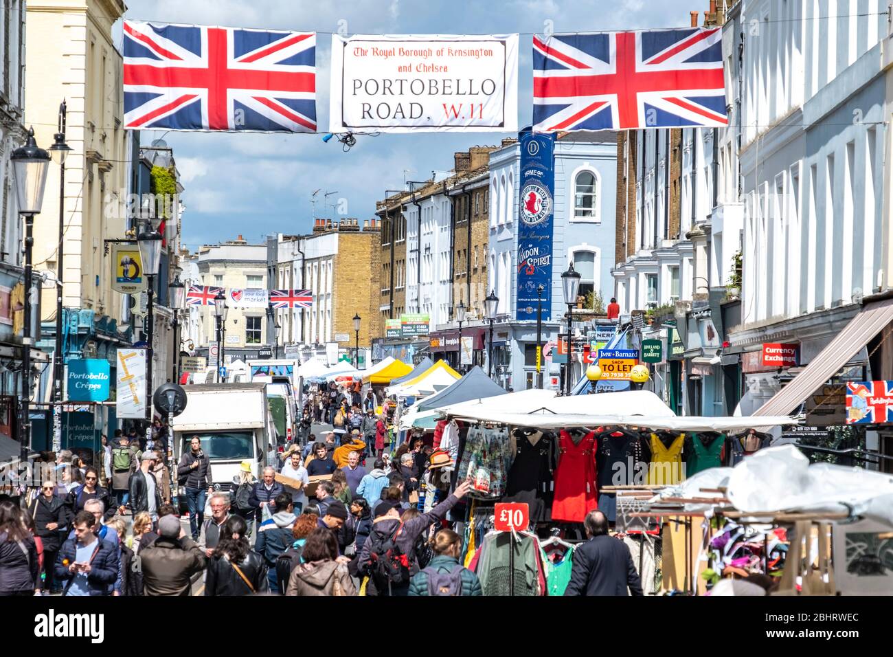 LONDON Portobello Road Market, a famous antiques street market in