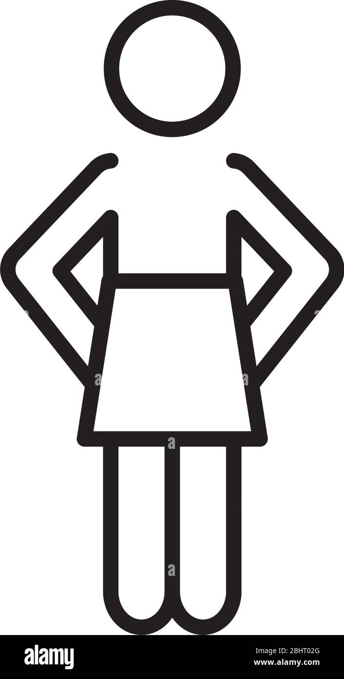 pictogram woman standing icon over white background, line style, vector ...