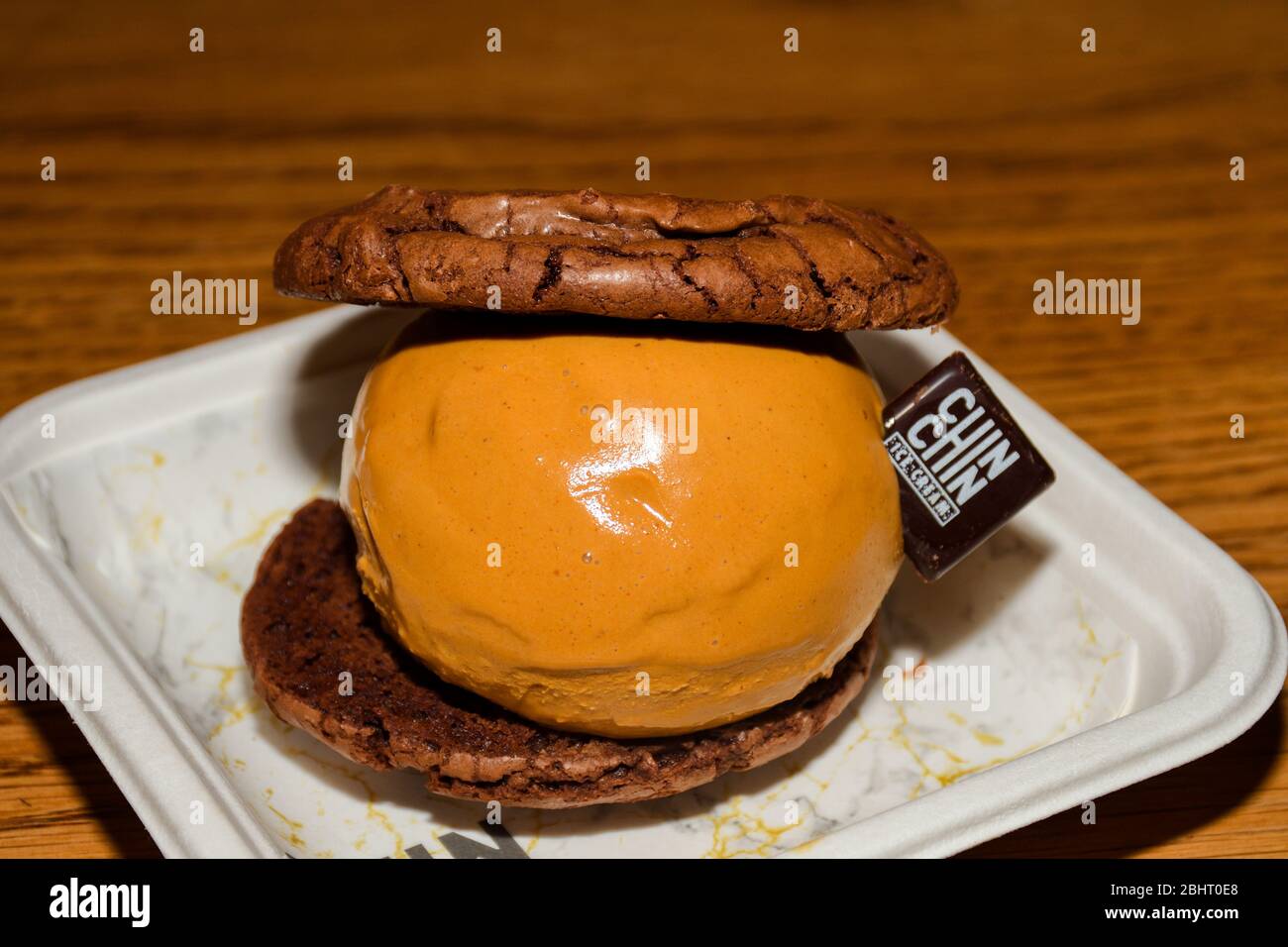 London, UK, 25th of January 2020: Hot chocolate and salted caramel ice  cream served at Chin Chin Labs dessert bar in London, Soho Stock Photo -  Alamy