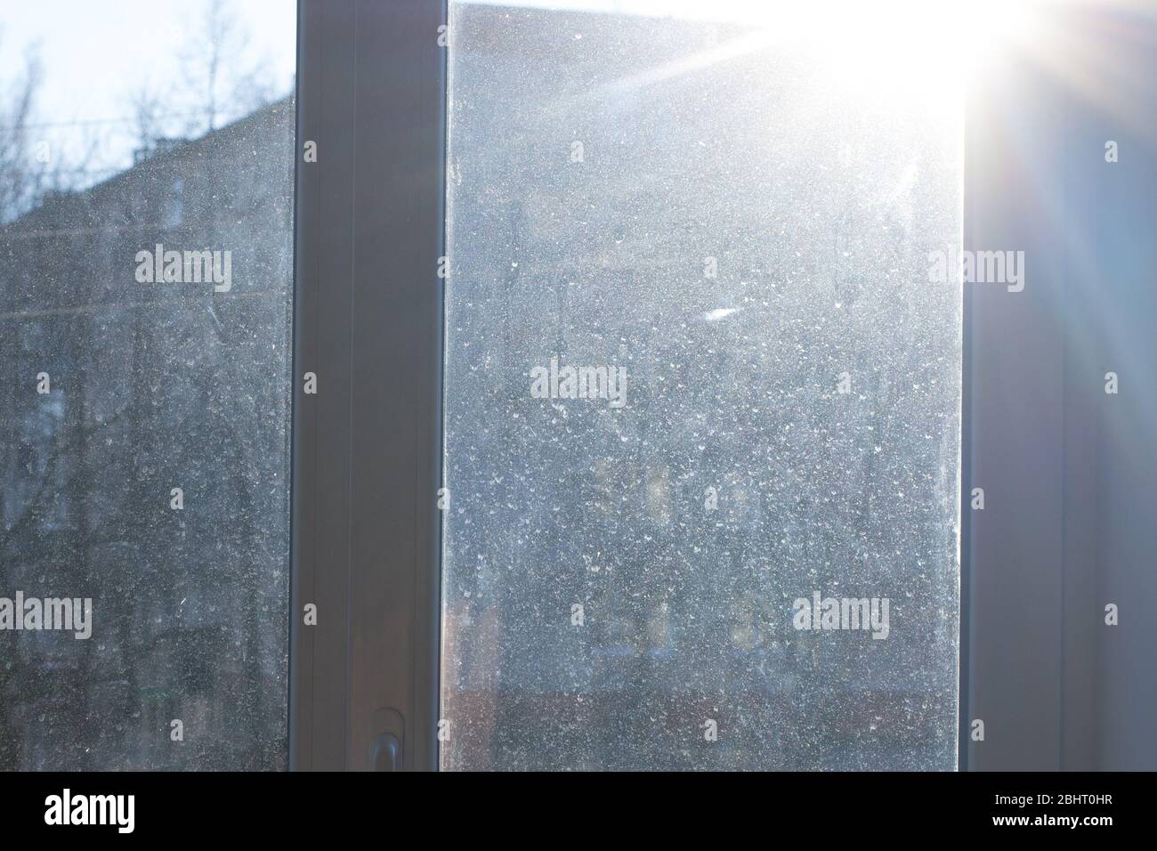 Window with very dirty and dusty glass in daylight Stock Photo Alamy