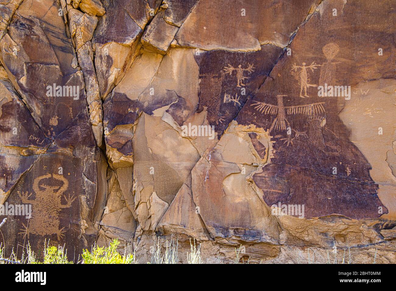 Legend Rock Petroglyph Detail, Wyoming Stock Photo