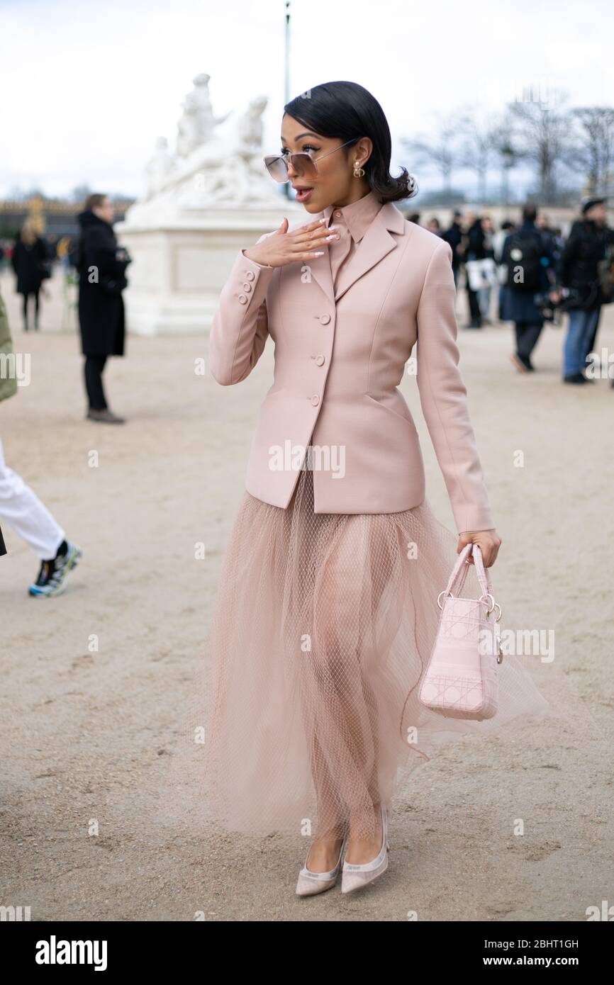 Actress Liza Koshy  attending the Dior show during Paris  Fashion Week Feb 25,2020- Photo: Runway Manhattan/Valentina Ranieri  ***For Editorial Use On Stock Photo