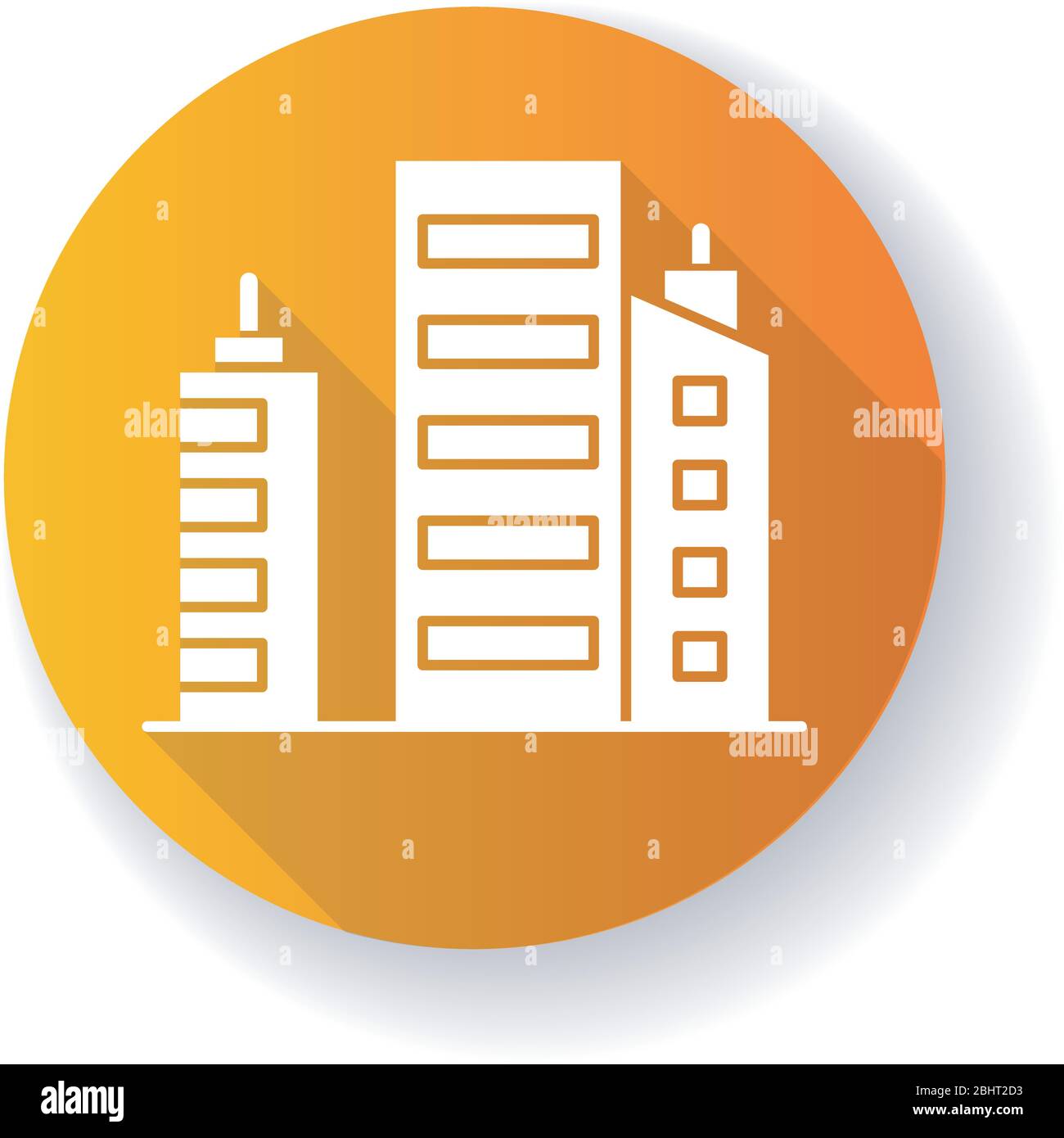 Business building orange flat design long shadow glyph icon Stock ...