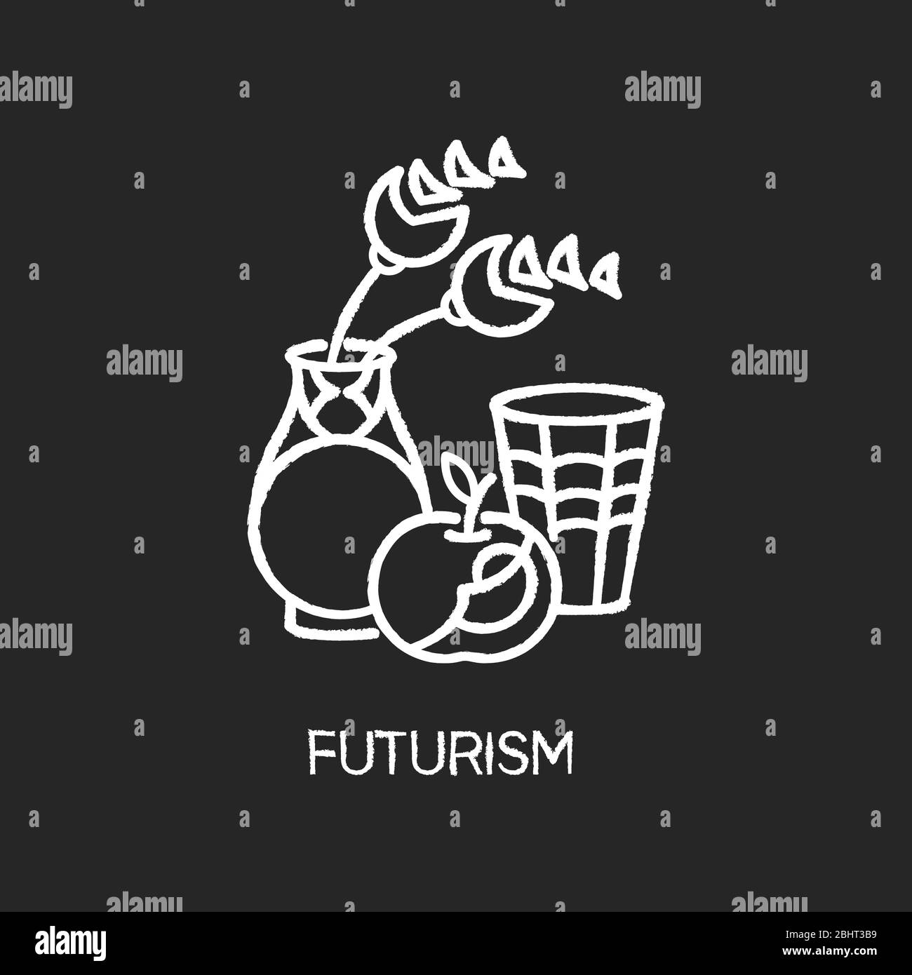 Futurism chalk white icon on black background Stock Vector
