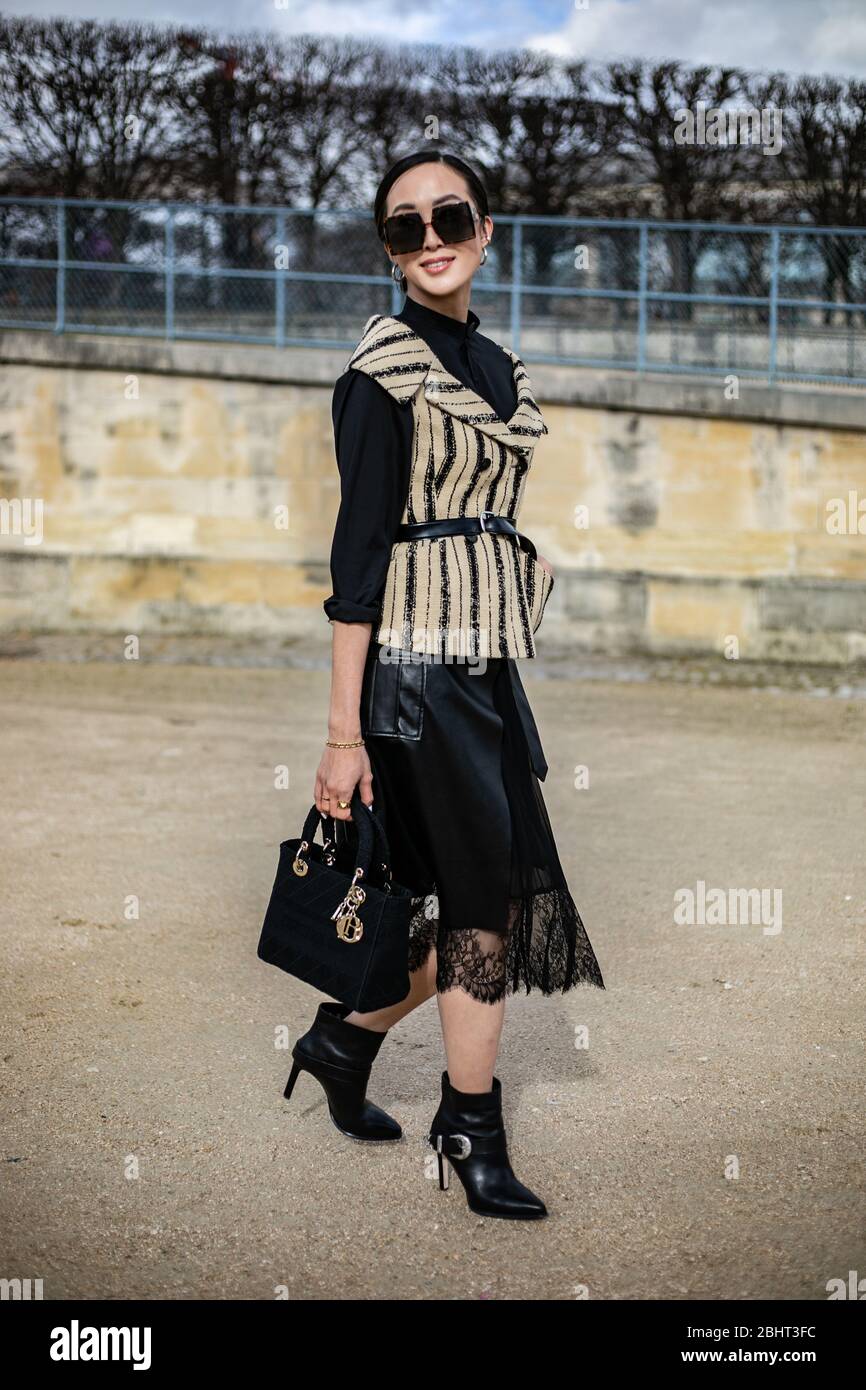 Chriselle Lim attending the Dior show during Paris  Fashion Week Feb 25,2020- Photo: Runway Manhattan/Valentina Ranieri  ***For Editorial Use Only*** Stock Photo