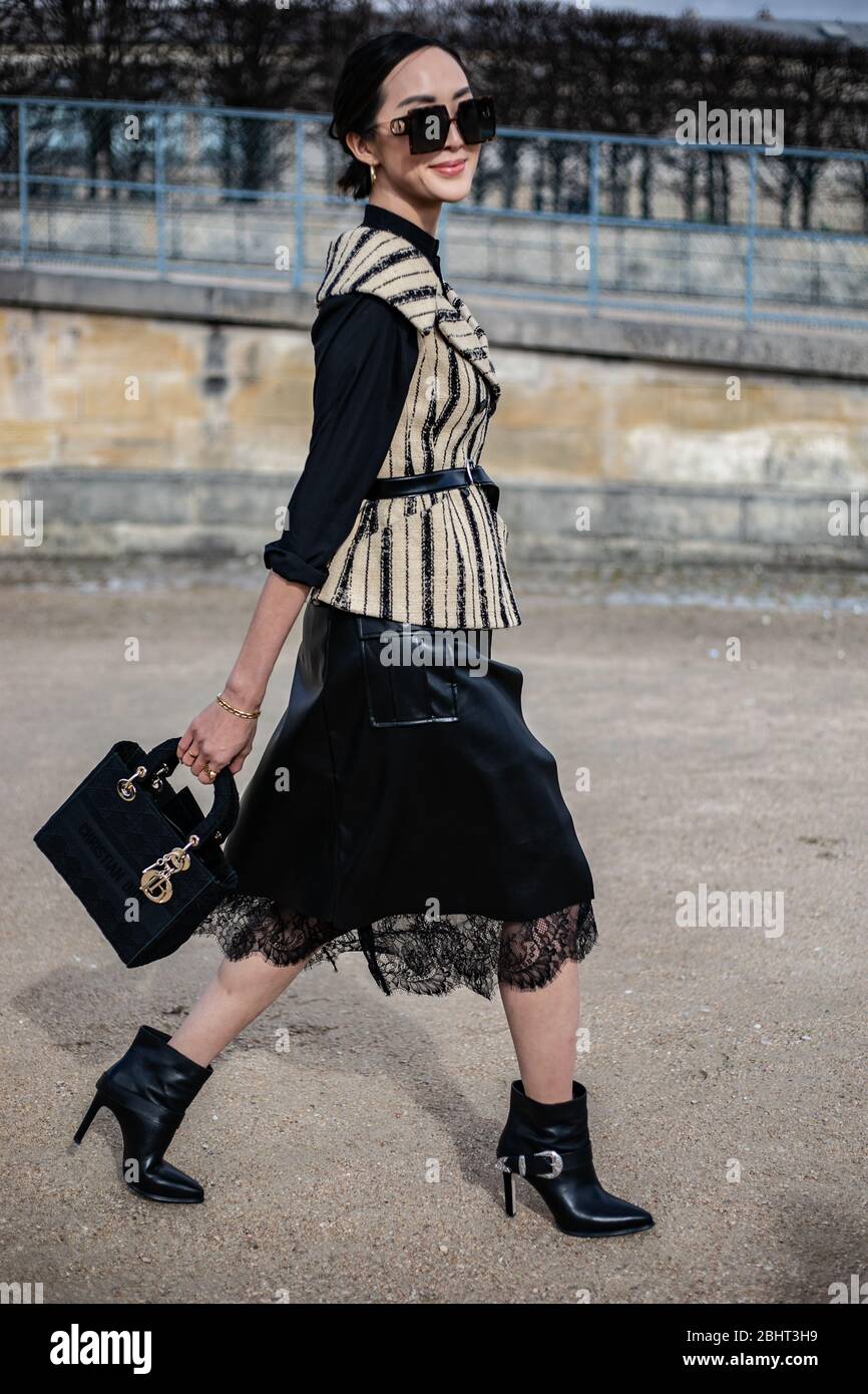 Chriselle Lim attending the Dior show during Paris  Fashion Week Feb 25,2020- Photo: Runway Manhattan/Valentina Ranieri  ***For Editorial Use Only*** Stock Photo
