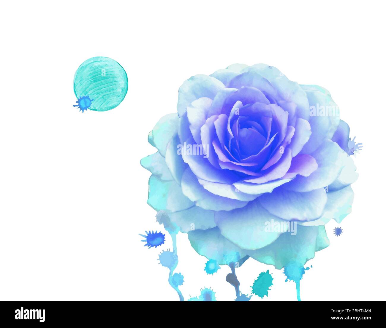 Watercolor blue rose. Illustration of blue rose flower Stock Photo - Alamy