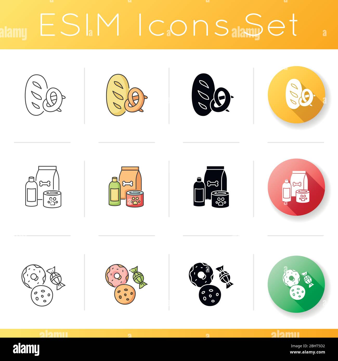 Groceries icons set Stock Vector