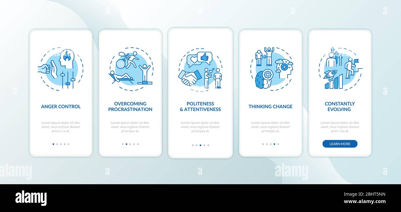 Personal growth tips onboarding mobile app page screen with concepts ...
