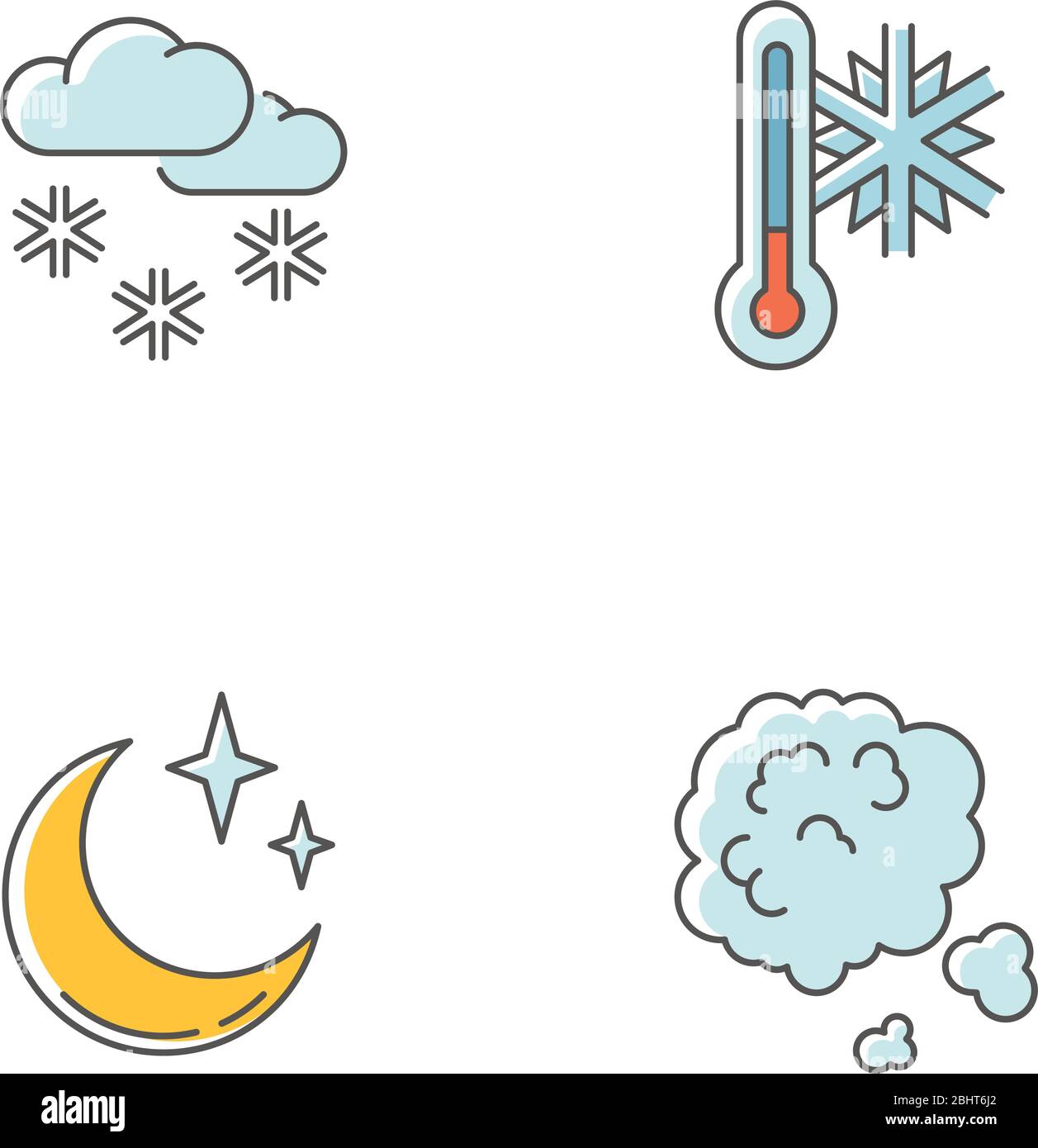 Weather icons set in color flat design pack of cloud hi-res stock ...