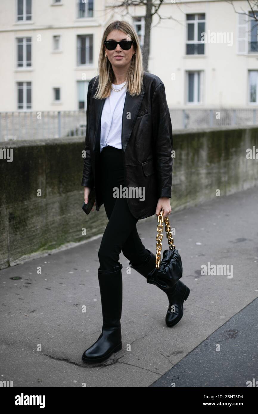 Camille Charriere  attending the Mugler show during Paris  Fashion Week Feb 26,2020- Photo: Runway Manhattan/Valentina Ranieri  ***For Editorial Use O Stock Photo