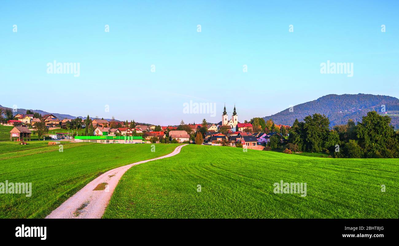 Panoramic view of city Moravče, Slovenia, Europe Stock Photo