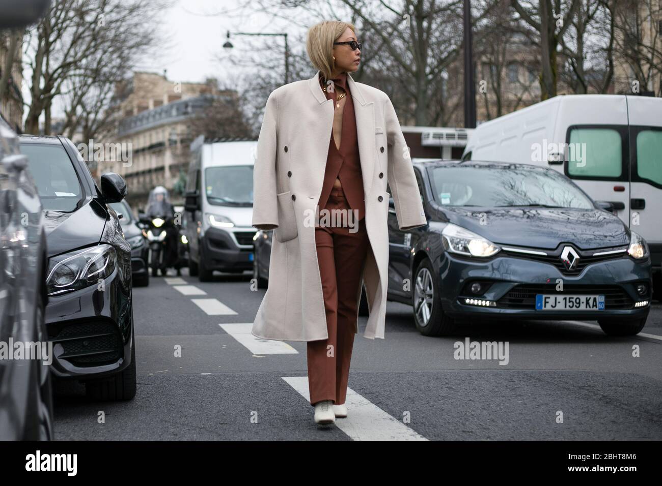 Vanessa Hong attending the Mugler show during Paris  Fashion Week Feb 26,2020- Photo: Runway Manhattan/Valentina Ranieri  ***For Editorial Use Only*** Stock Photo