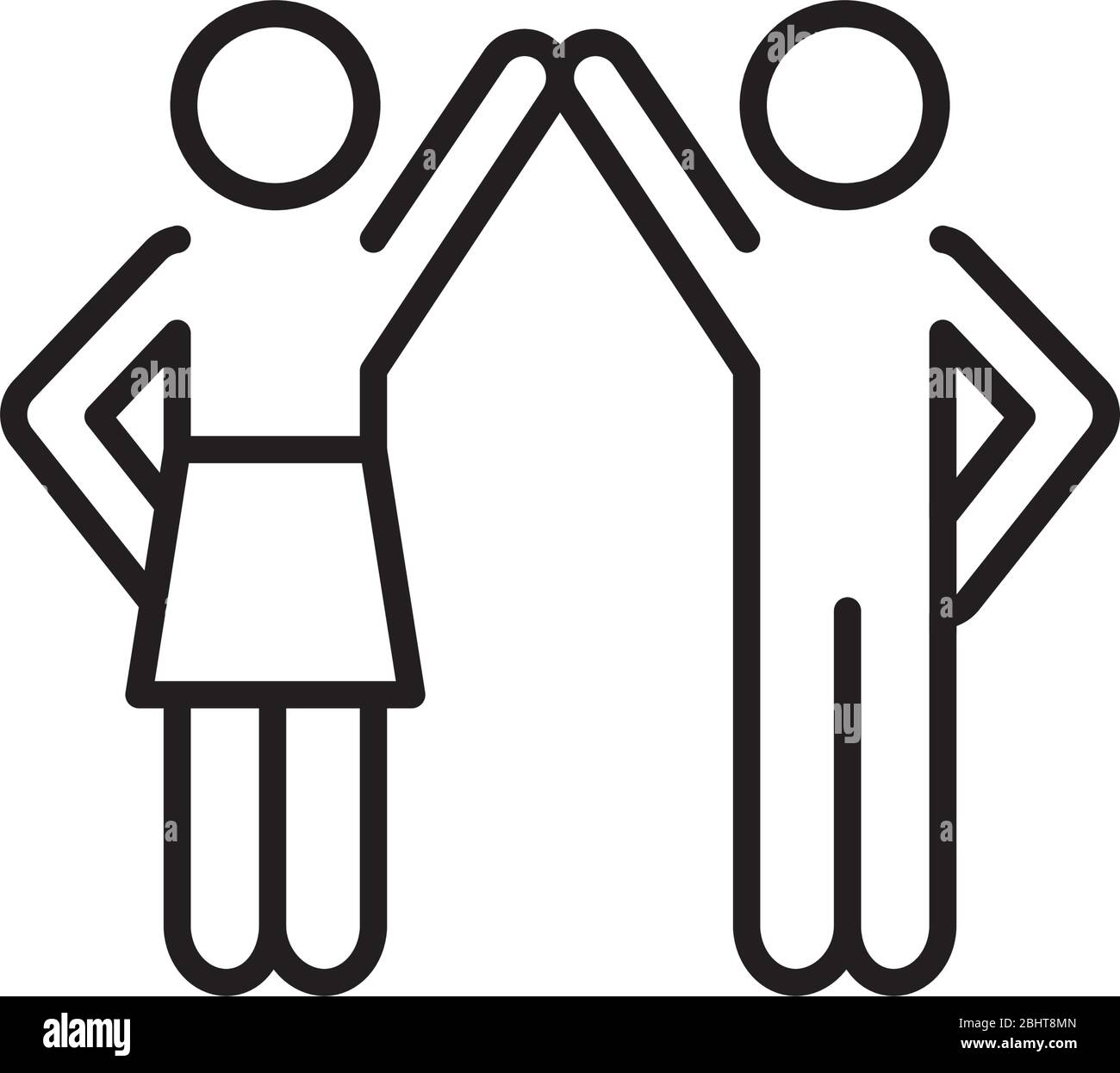 pictogram man and woman icon over white background, line style, vector ...