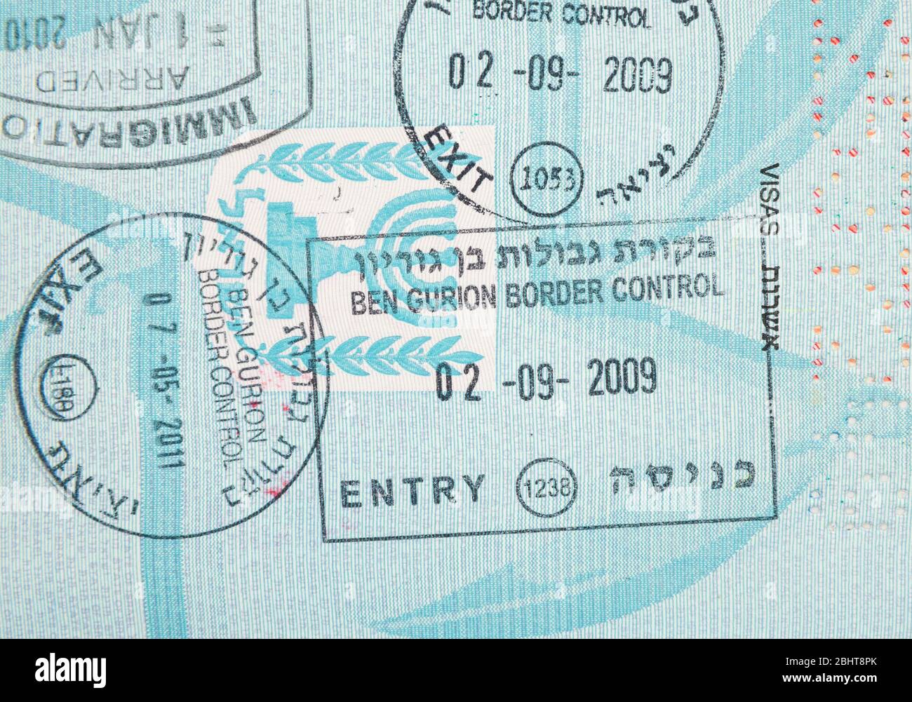 Border crossing stamps in the passport Stock Photo Alamy