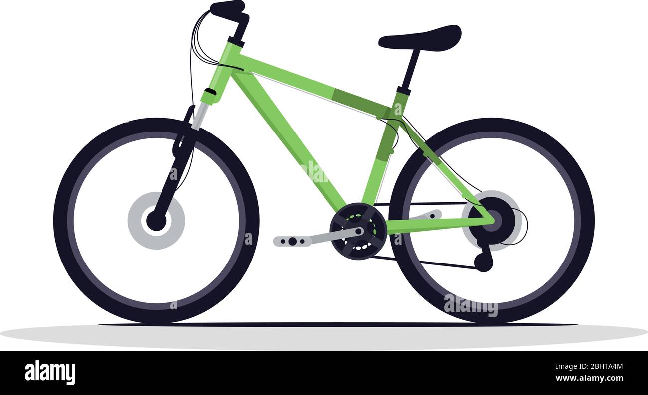 Green bike semi flat RGB color vector illustration Stock Vector Image