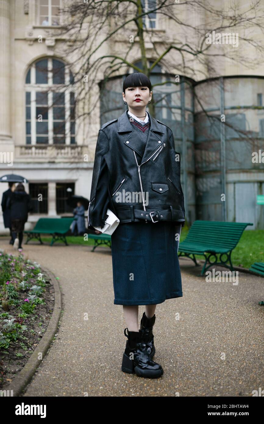Kozue Akimoto attending the Mugler show during Paris  Fashion Week Feb 26,2020- Photo: Runway Manhattan/Valentina Ranieri  ***For Editorial Use Only** Stock Photo