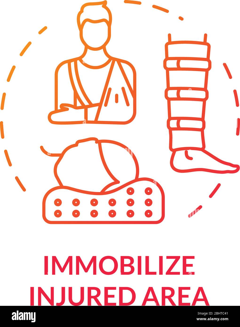 Body immobilization concept icon. Injury first aid, spinal trauma