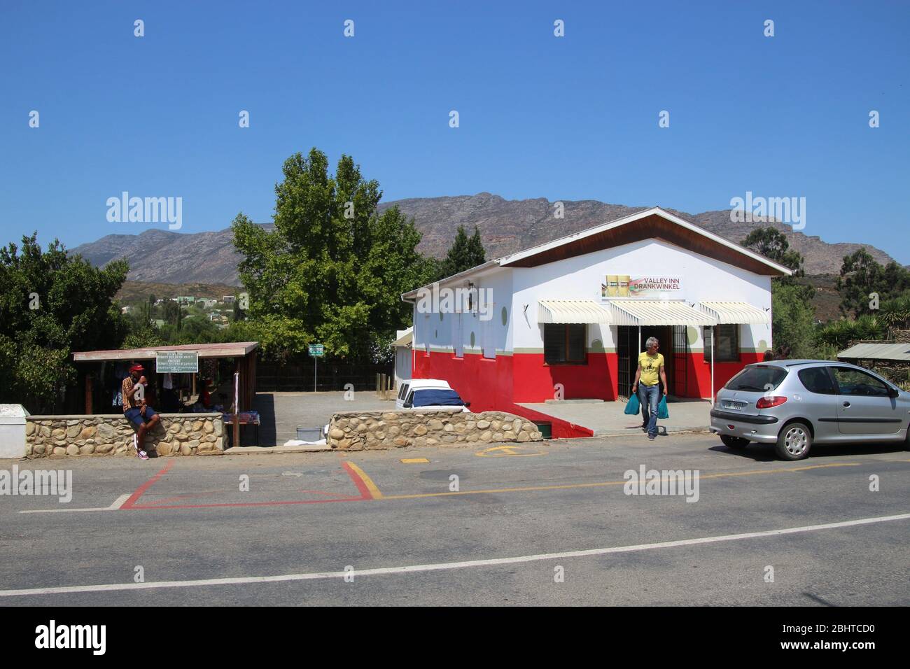 Town street and liquor store in Barrydale, situated on Route 62, in the