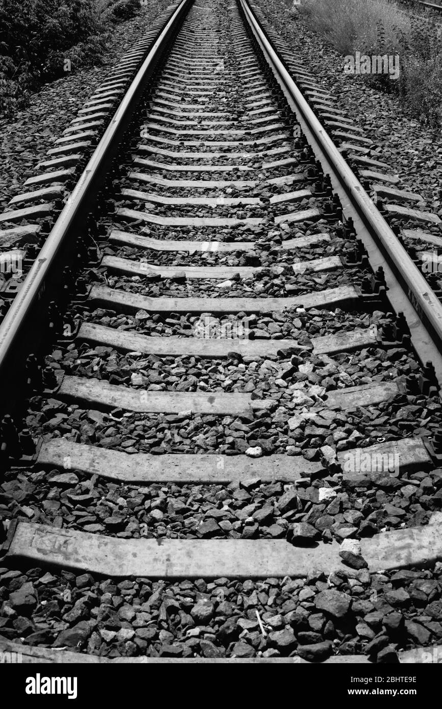 Old railway sleepers Black and White Stock Photos & Images - Alamy