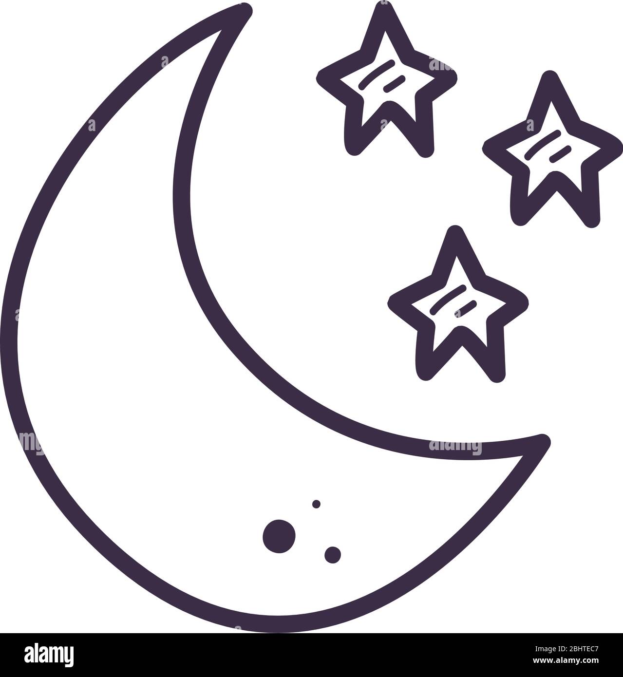Moon and stars line style icon of night bedtime sky space moonlight ...