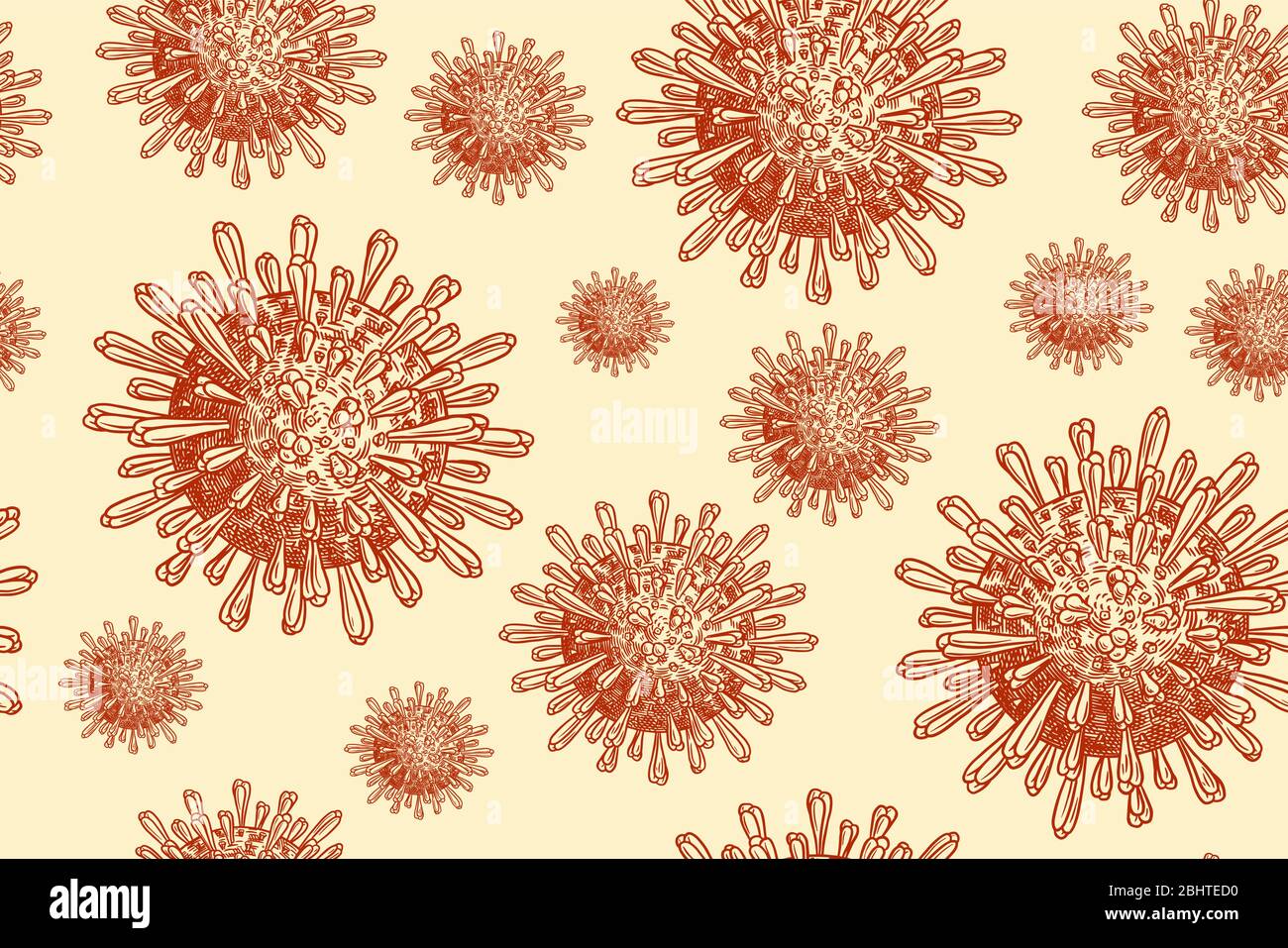 Coronavirus cells poster. Virus 2019-nCoV Bacteria. Seamless Pattern ...