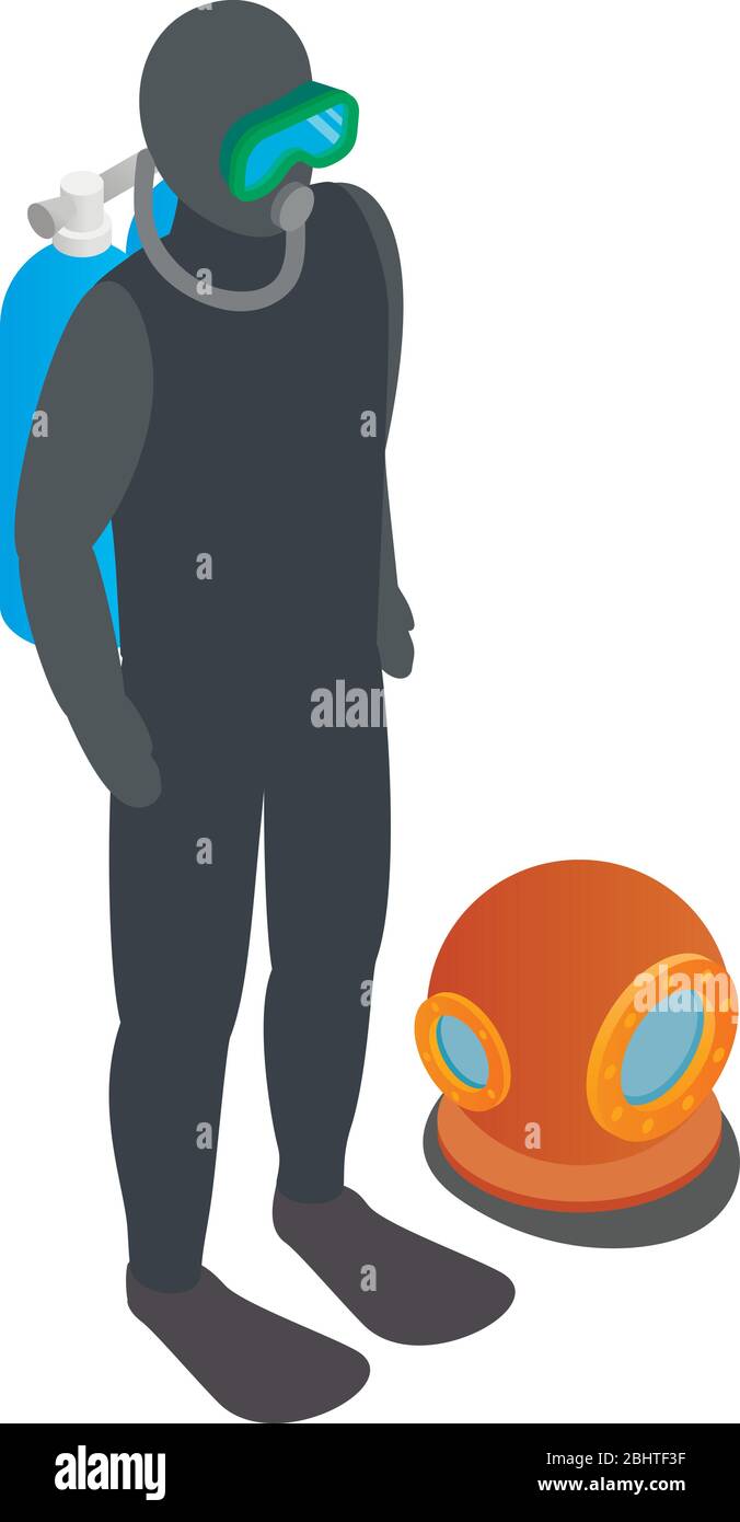 Scuba diver icon, isometric style Stock Vector