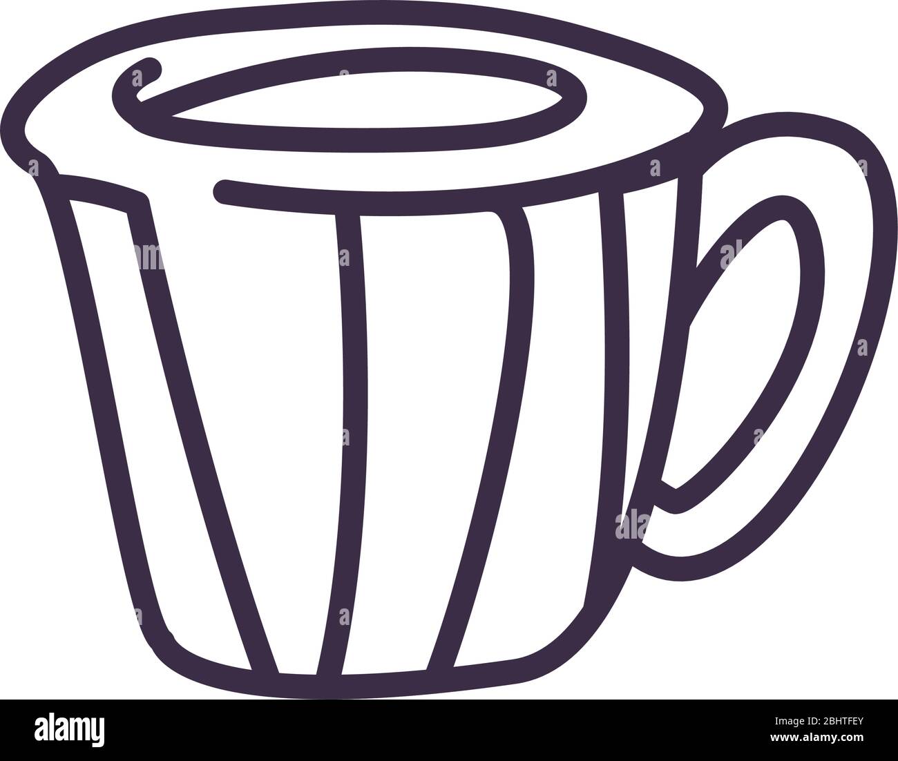 Coffee mug line style icon design of time drink breakfast beverage shop