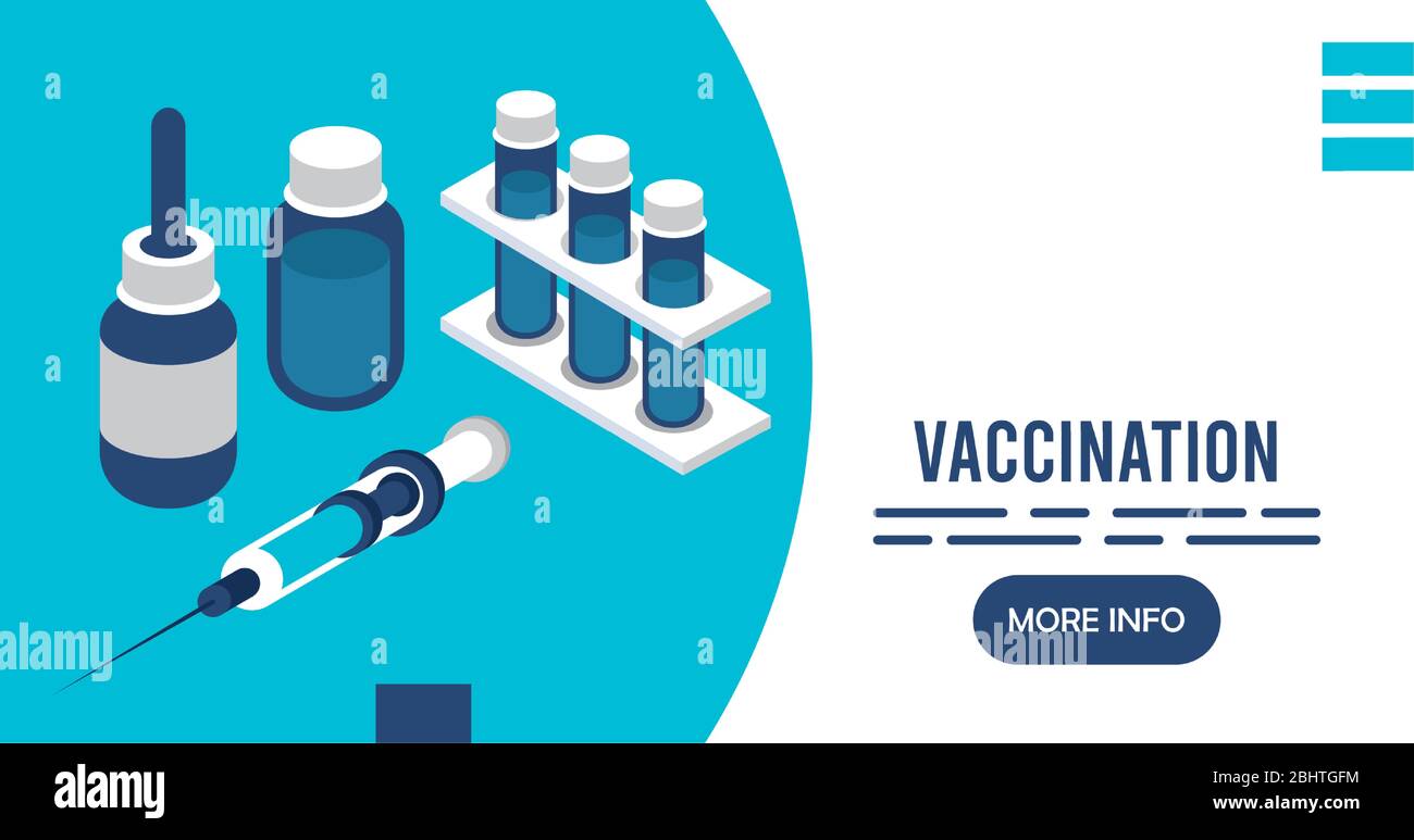 vaccination service with injection isometric icons Stock Vector