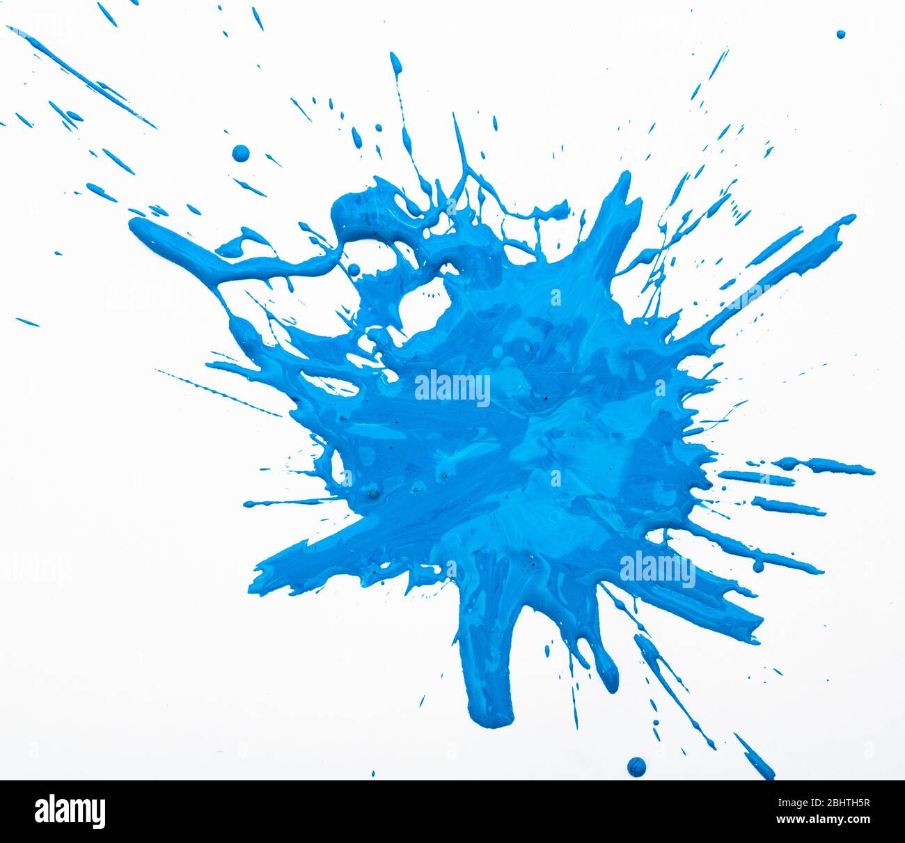 Abstract blue blot background with splashes on white Stock Photo