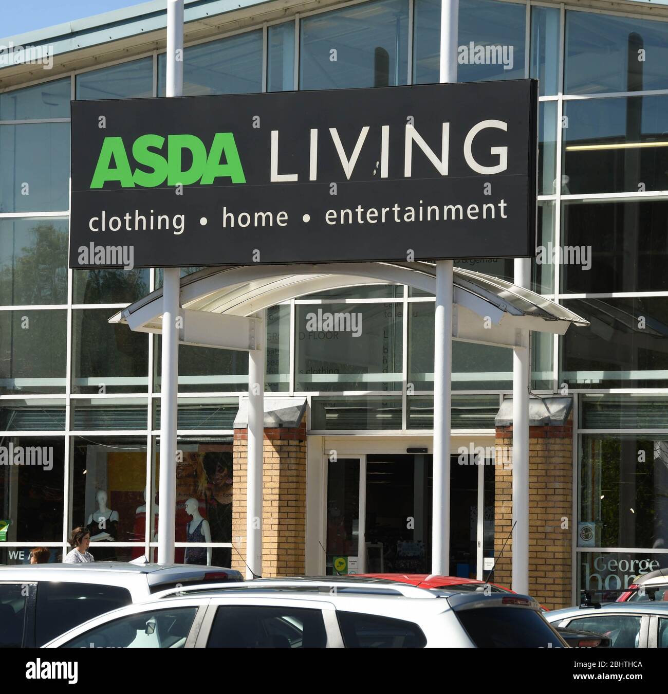 LLANTRISANT, WALES MAY 2018 Large sign above the entrance to an ASDA