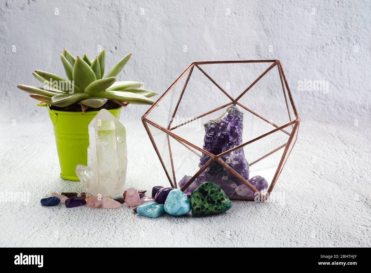 Gemstones minerals and home plant for relaxsation and meditation. Magic ...
