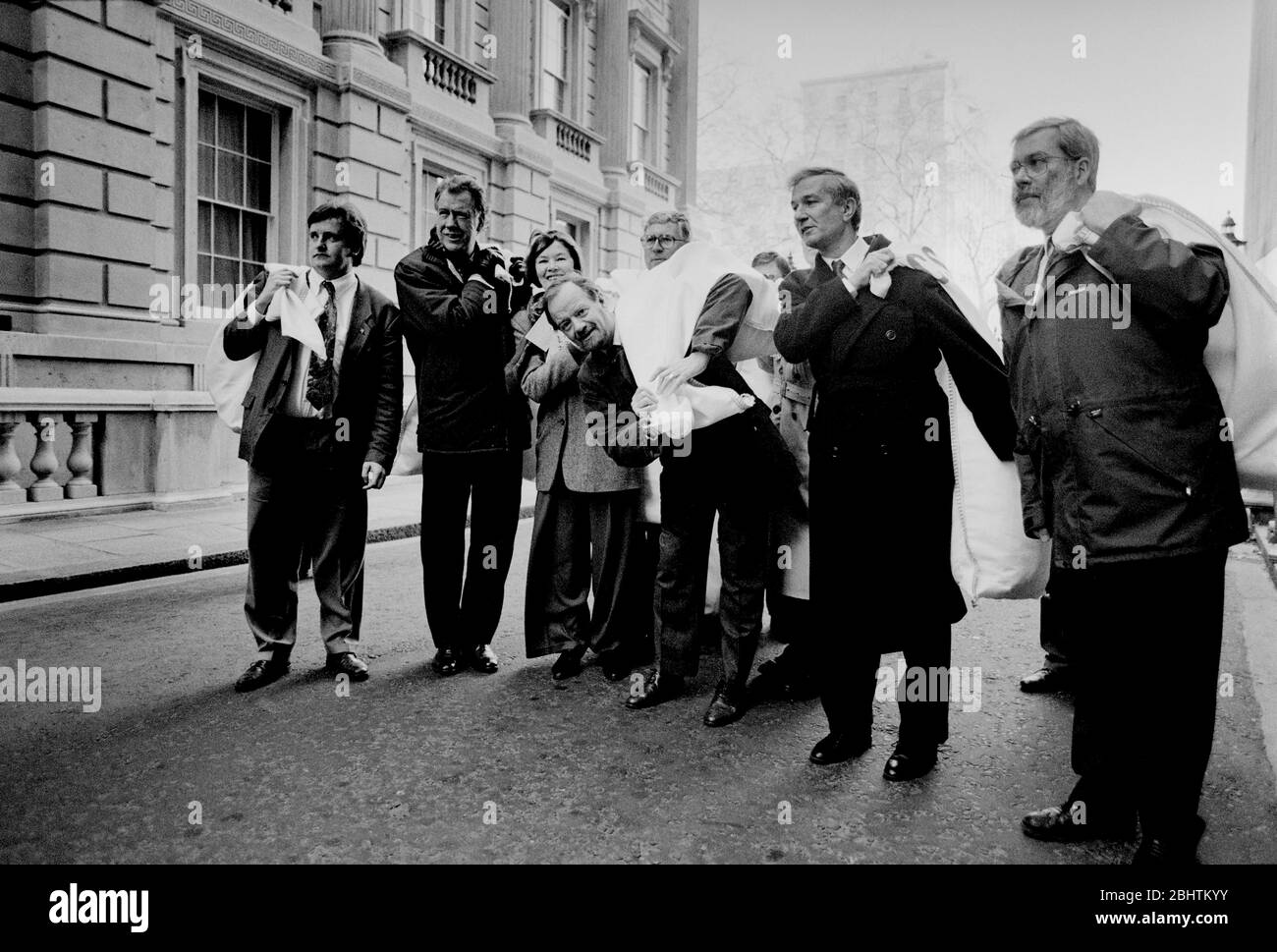 Politicians including Robin Cook and Glenda Jackson deliver the Labour Coal Petition to Downing Street in 1992 Stock Photo