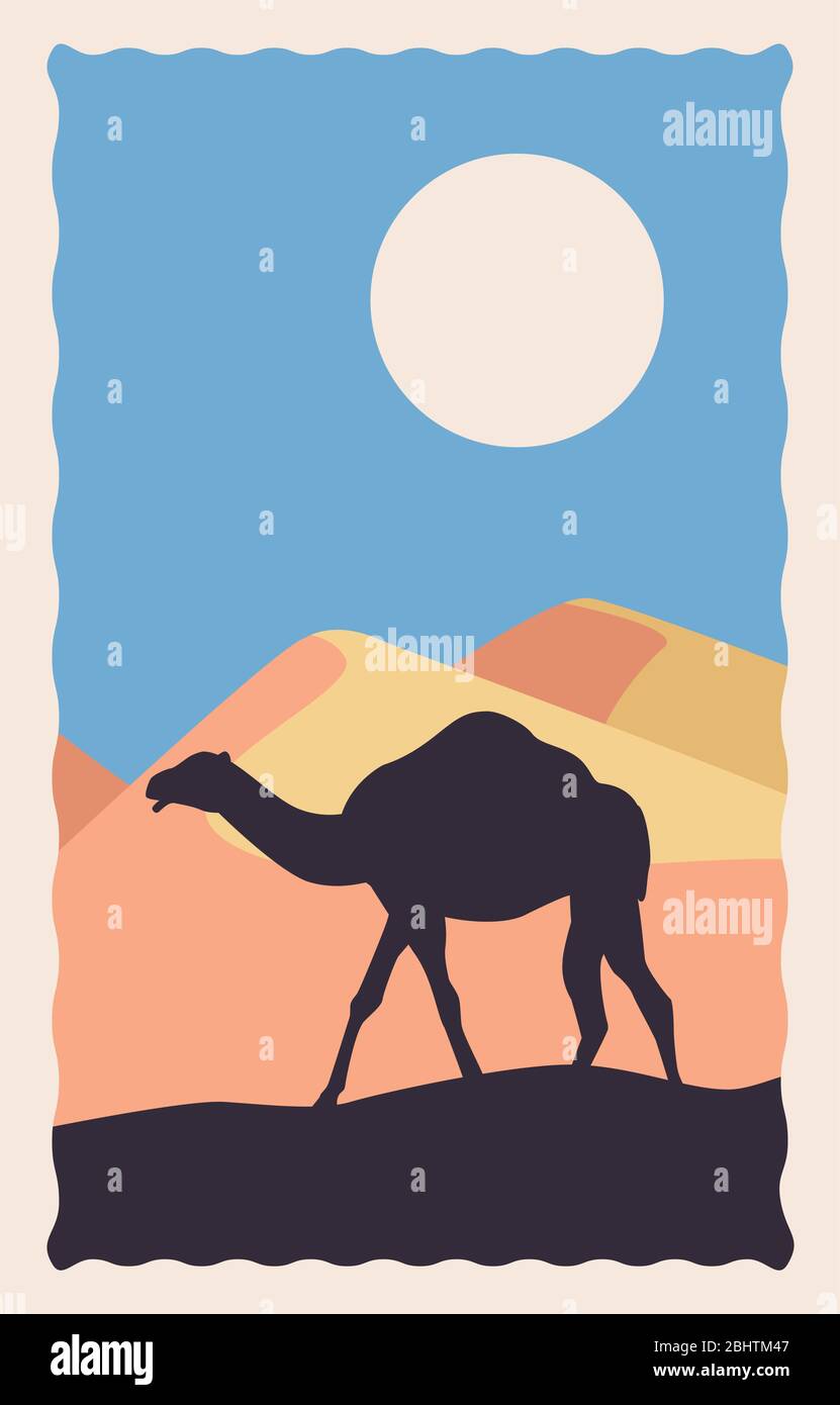 desert landscape flat scene with sand and sun Stock Vector Image & Art ...