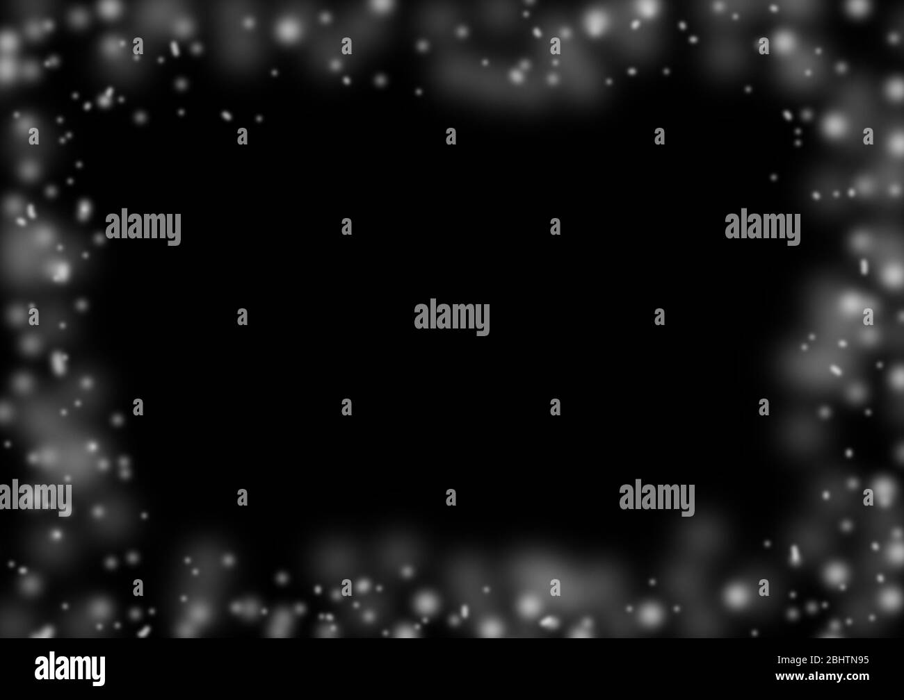 Snow frame on black background. Winter white background. Snow frame texture background Stock Photo