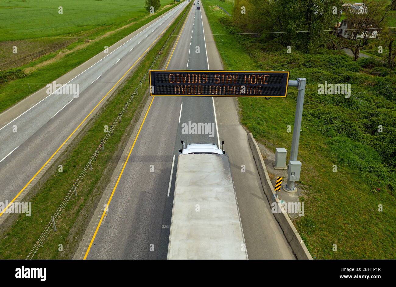 Elevated view of an electronic message board over the TransCanada